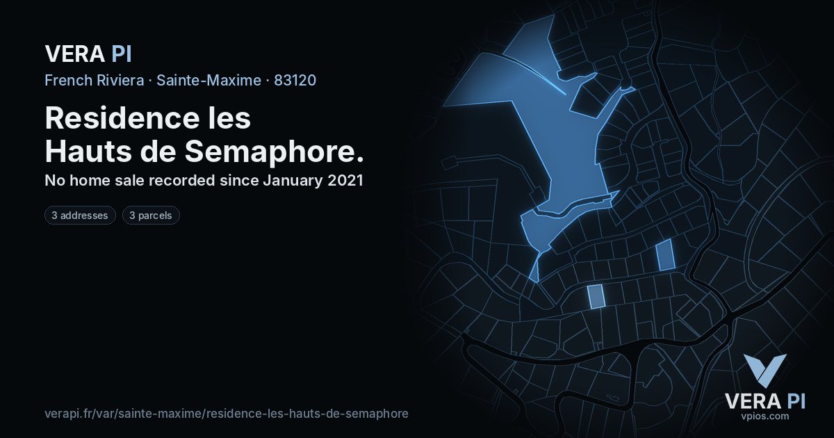 Residence les Hauts de Semaphore, Sainte-Maxime at night – every parcel coloured by the prices around it, the street's own parcels lit