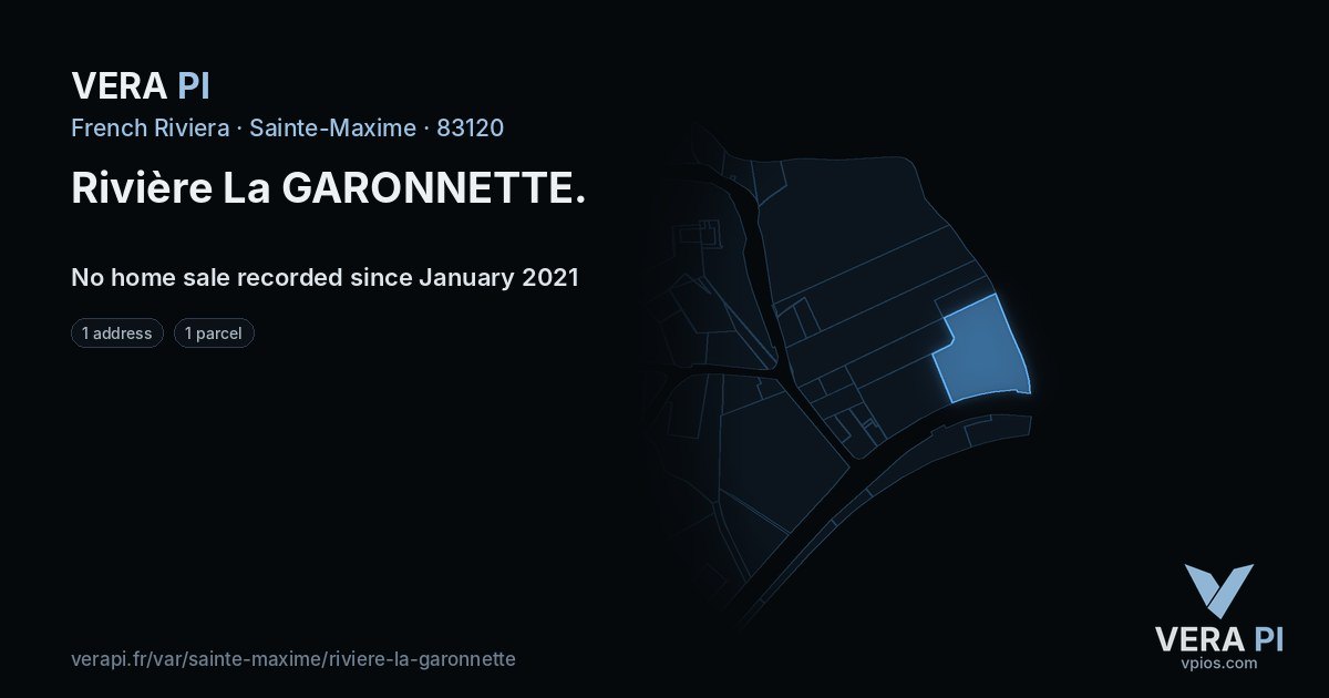 Rivière La GARONNETTE, Sainte-Maxime at night – every parcel coloured by the prices around it, the street's own parcels lit