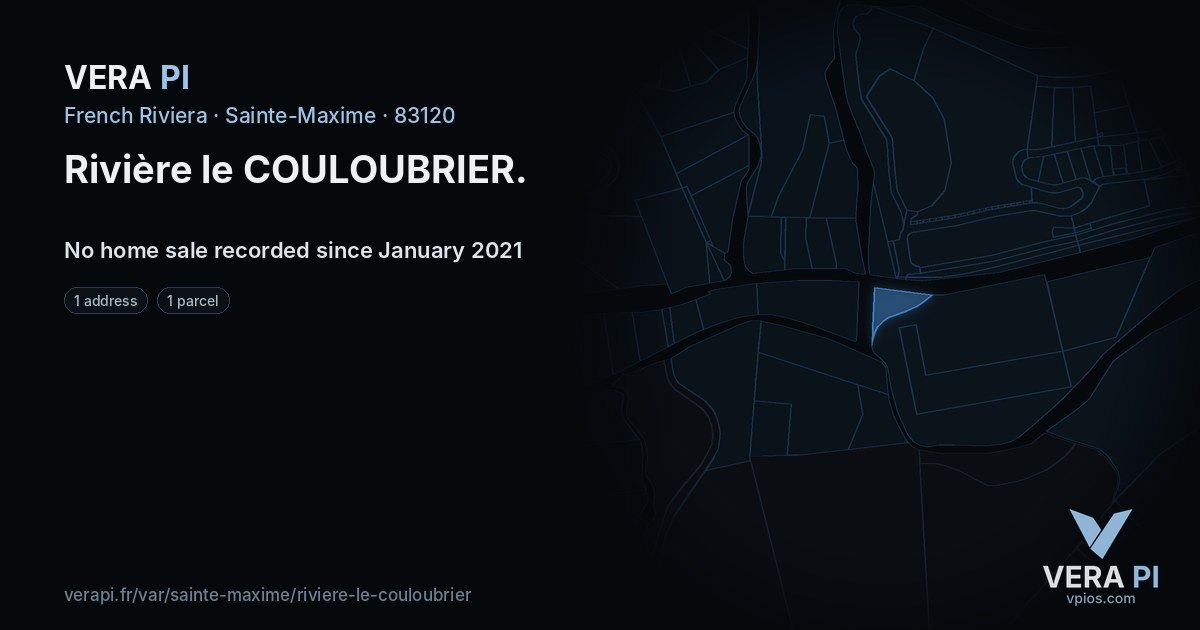 Rivière le COULOUBRIER, Sainte-Maxime at night – every parcel coloured by the prices around it, the street's own parcels lit