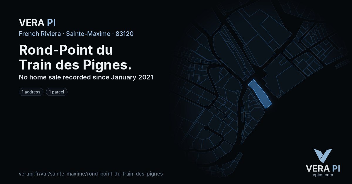 Rond-Point du Train des Pignes, Sainte-Maxime at night – every parcel coloured by the prices around it, the street's own parcels lit