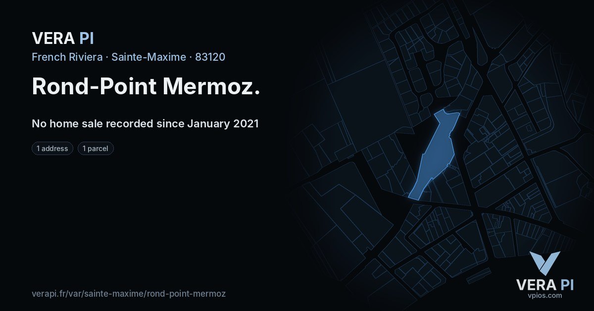 Rond-Point Mermoz, Sainte-Maxime at night – every parcel coloured by the prices around it, the street's own parcels lit