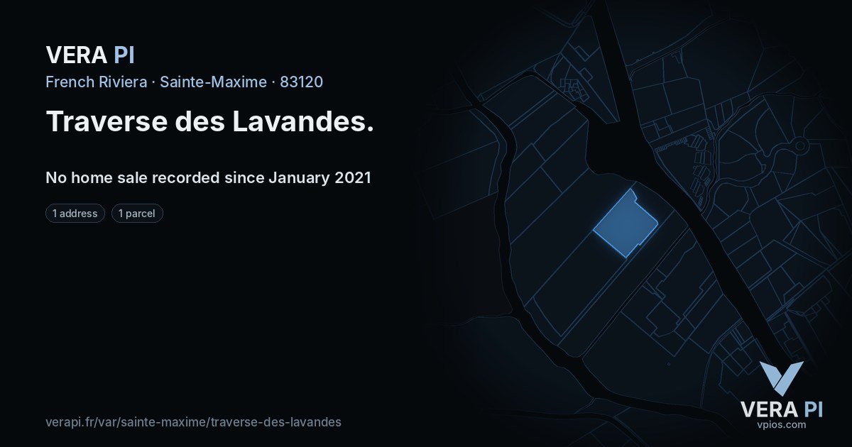 Traverse des Lavandes, Sainte-Maxime at night – every parcel coloured by the prices around it, the street's own parcels lit
