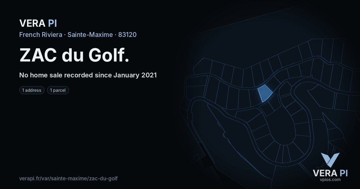 ZAC du Golf, Sainte-Maxime at night – every parcel coloured by the prices around it, the street's own parcels lit