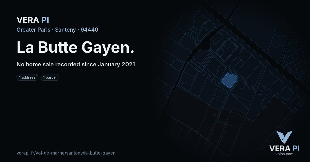 La Butte Gayen, Santeny at night – every parcel coloured by the prices around it, the street's own parcels lit