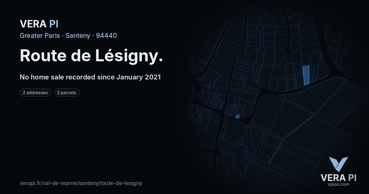 Route de Lésigny, Santeny at night – every parcel coloured by the prices around it, the street's own parcels lit