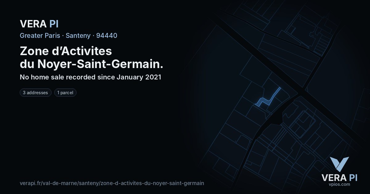 Zone d’Activites du Noyer-Saint-Germain, Santeny at night – every parcel coloured by the prices around it, the street's own parcels lit