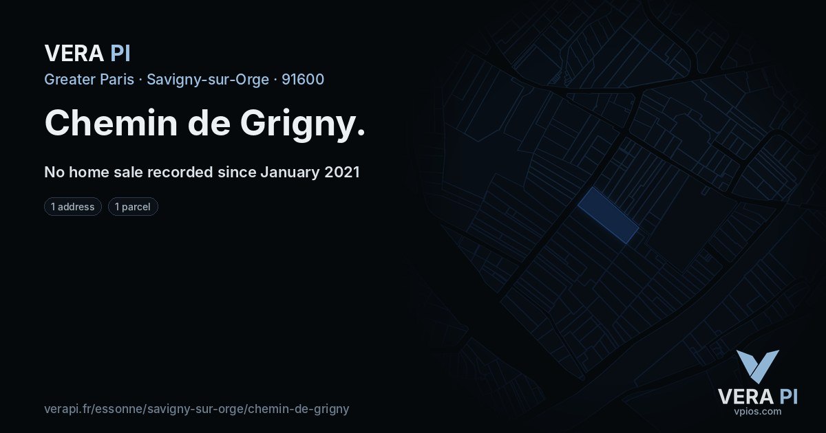 Chemin de Grigny, Savigny-sur-Orge at night – every parcel coloured by the prices around it, the street's own parcels lit