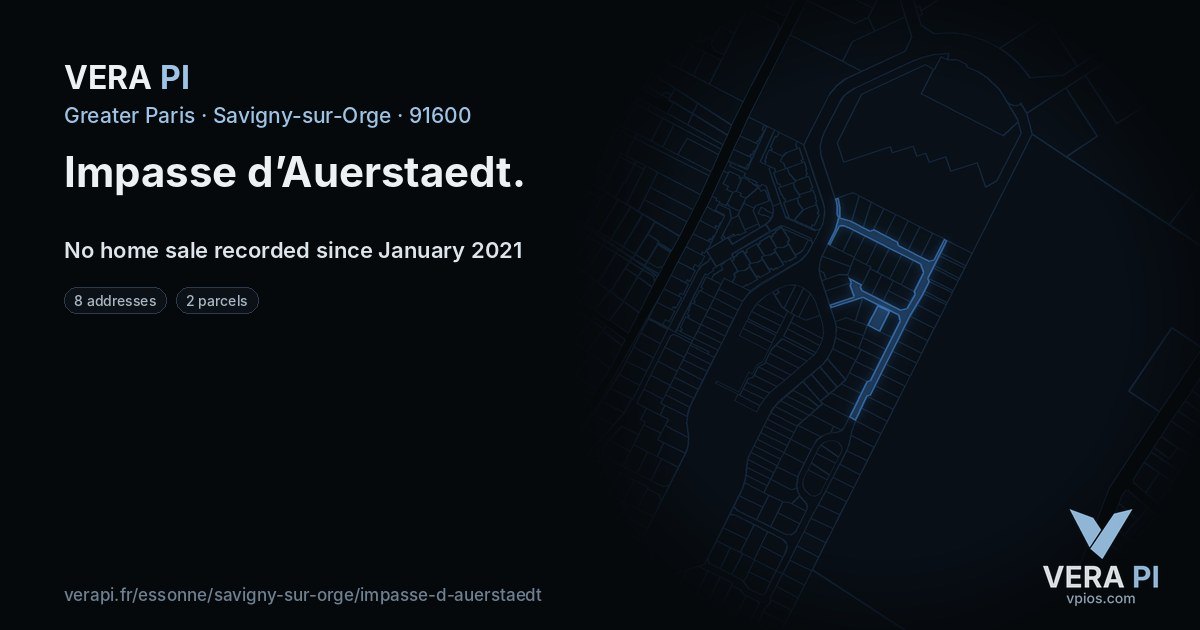 Impasse d’Auerstaedt, Savigny-sur-Orge at night – every parcel coloured by the prices around it, the street's own parcels lit