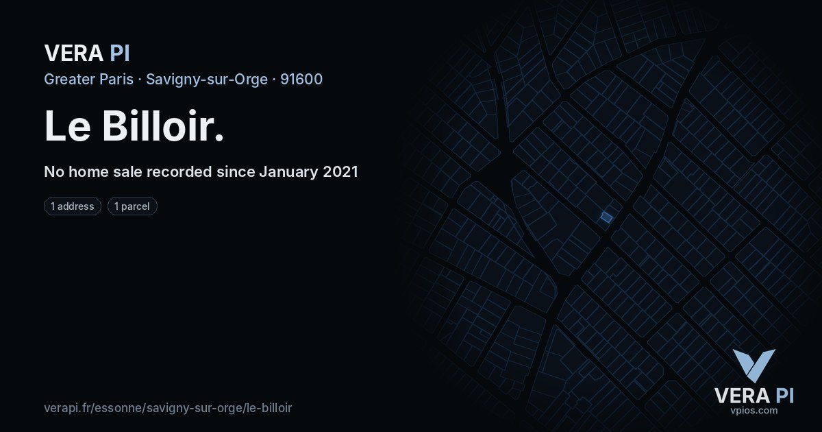 Le Billoir, Savigny-sur-Orge at night – every parcel coloured by the prices around it, the street's own parcels lit