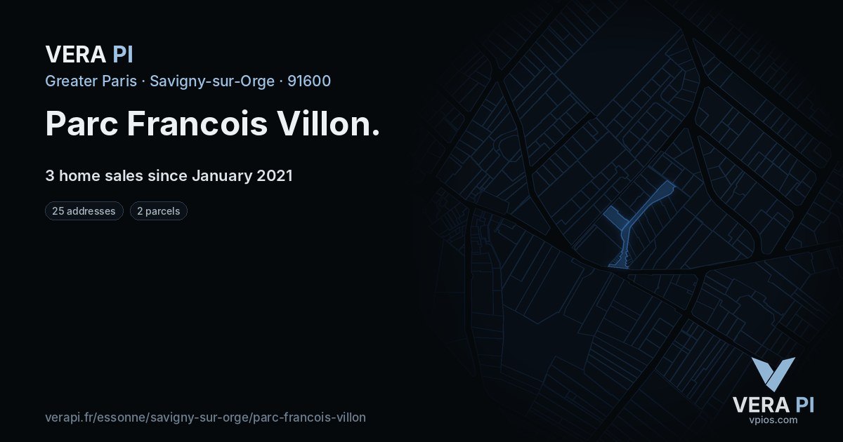 Parc Francois Villon, Savigny-sur-Orge at night – every parcel coloured by the prices around it, the street's own parcels lit