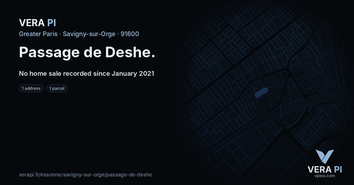 Passage de Deshe, Savigny-sur-Orge at night – every parcel coloured by the prices around it, the street's own parcels lit