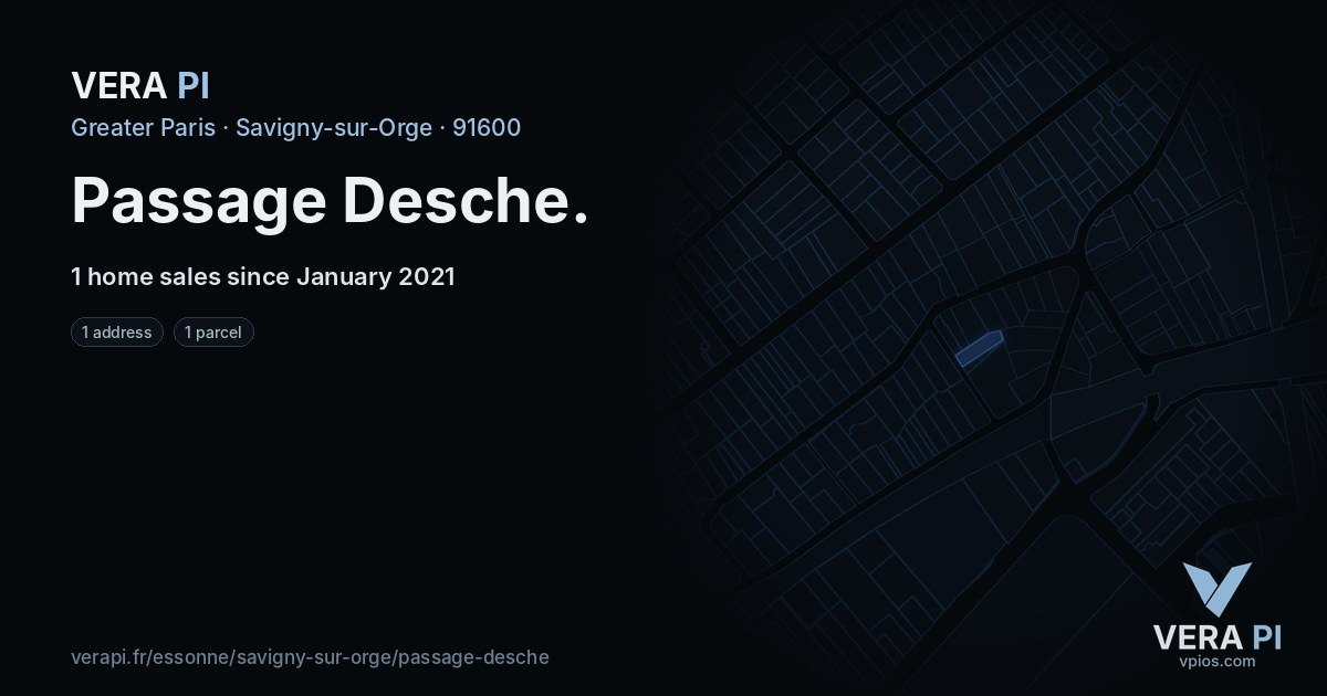 Passage Desche, Savigny-sur-Orge at night – every parcel coloured by the prices around it, the street's own parcels lit