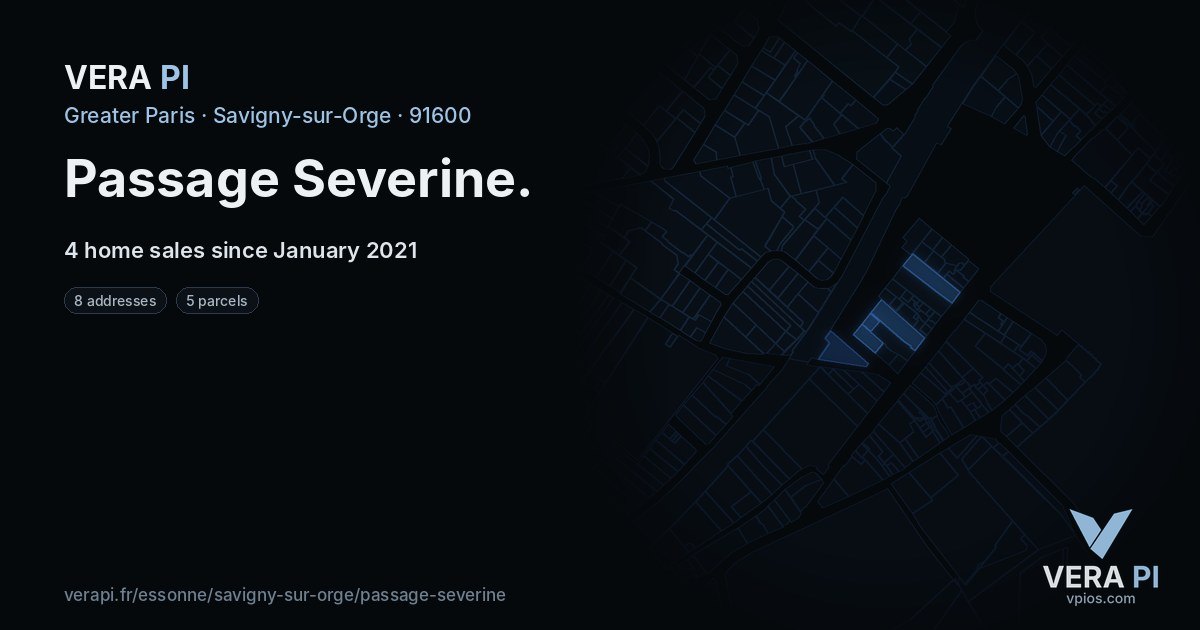 Passage Severine, Savigny-sur-Orge at night – every parcel coloured by the prices around it, the street's own parcels lit