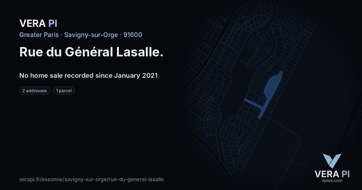 Rue du Général Lasalle, Savigny-sur-Orge at night – every parcel coloured by the prices around it, the street's own parcels lit