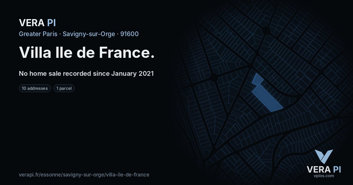 Villa Ile de France, Savigny-sur-Orge at night – every parcel coloured by the prices around it, the street's own parcels lit