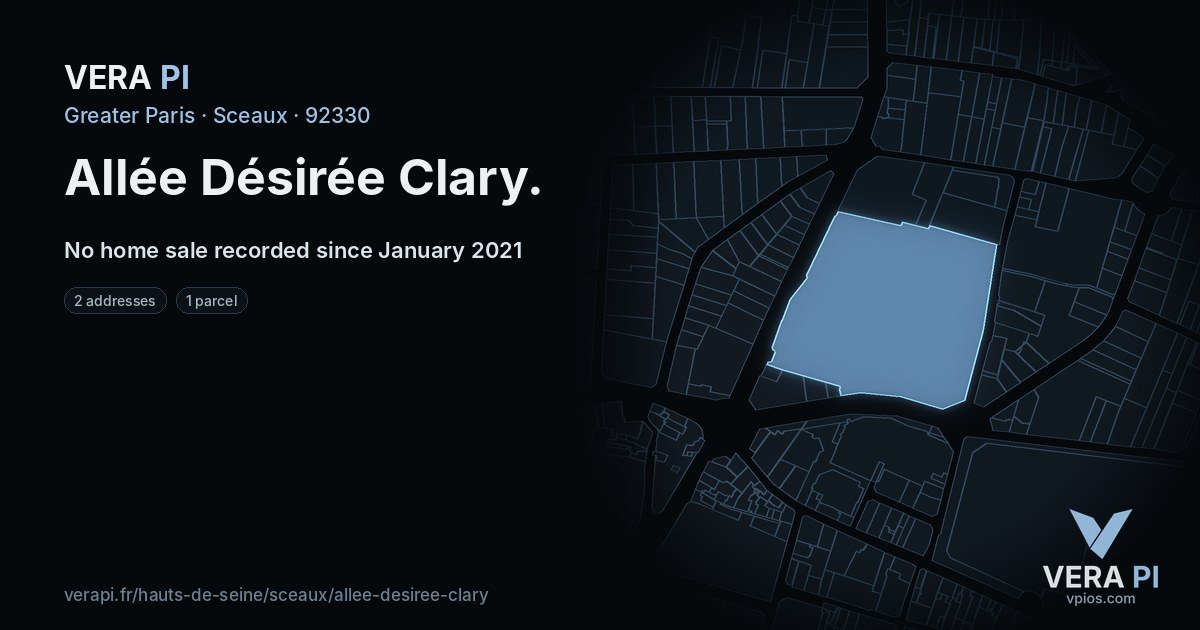 Allée Désirée Clary, Sceaux at night – every parcel coloured by the prices around it, the street's own parcels lit