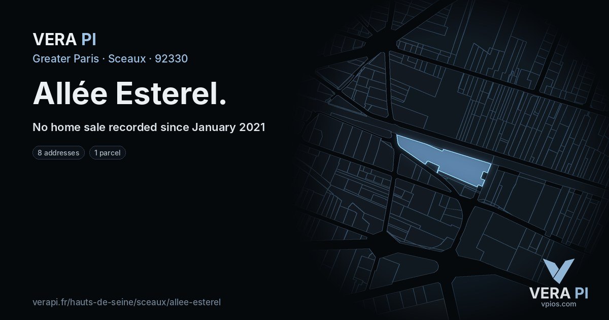 Allée Esterel, Sceaux at night – every parcel coloured by the prices around it, the street's own parcels lit