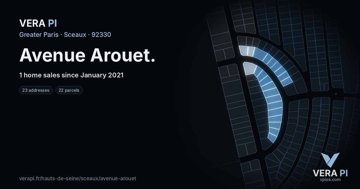 Avenue Arouet, Sceaux at night – every parcel coloured by the prices around it, the street's own parcels lit
