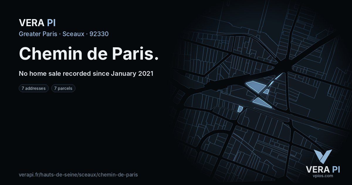 Chemin de Paris, Sceaux at night – every parcel coloured by the prices around it, the street's own parcels lit