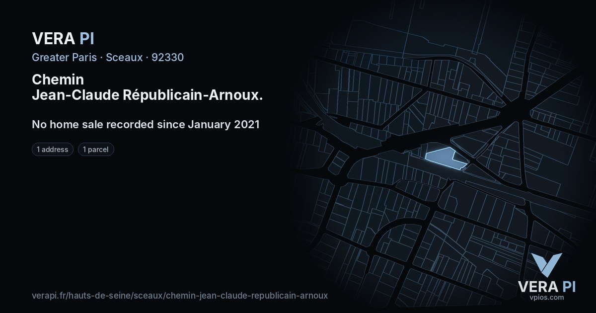 Chemin Jean-Claude Républicain-Arnoux, Sceaux at night – every parcel coloured by the prices around it, the street's own parcels lit