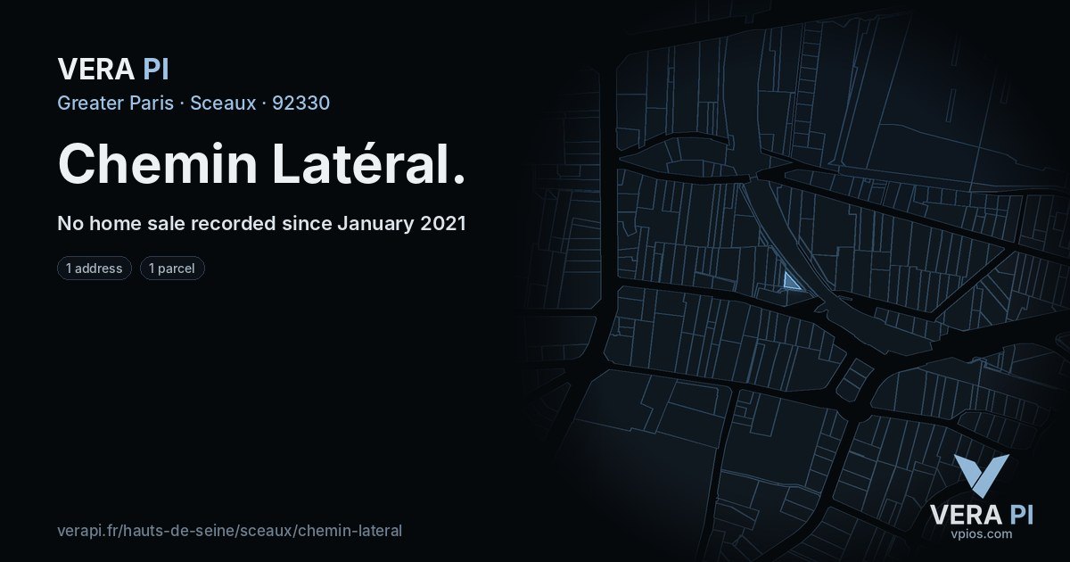 Chemin Latéral, Sceaux at night – every parcel coloured by the prices around it, the street's own parcels lit