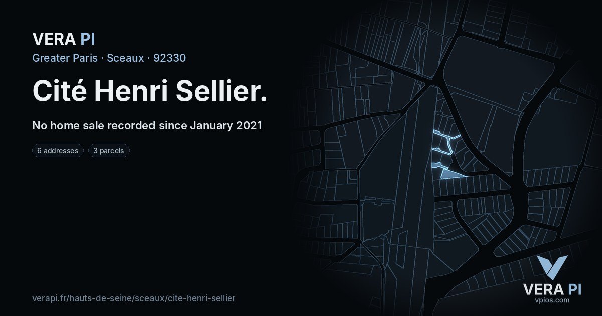 Cité Henri Sellier, Sceaux at night – every parcel coloured by the prices around it, the street's own parcels lit