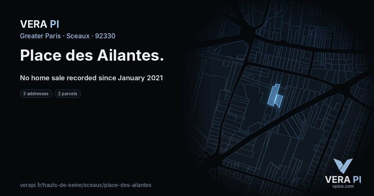 Place des Ailantes, Sceaux at night – every parcel coloured by the prices around it, the street's own parcels lit