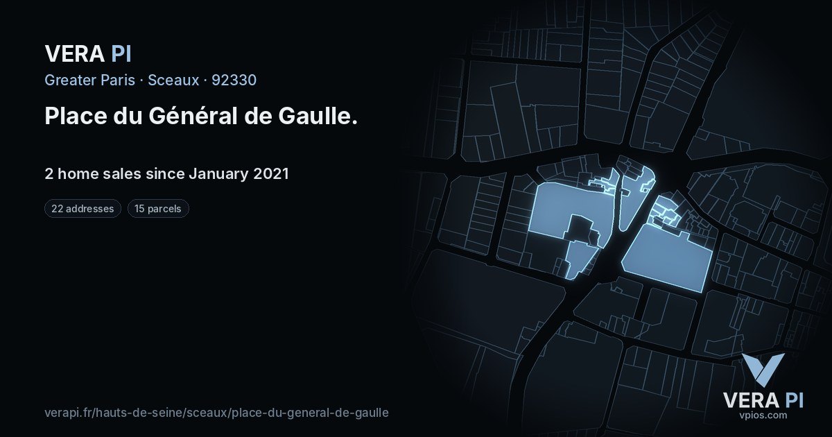Place du Général de Gaulle, Sceaux at night – every parcel coloured by the prices around it, the street's own parcels lit