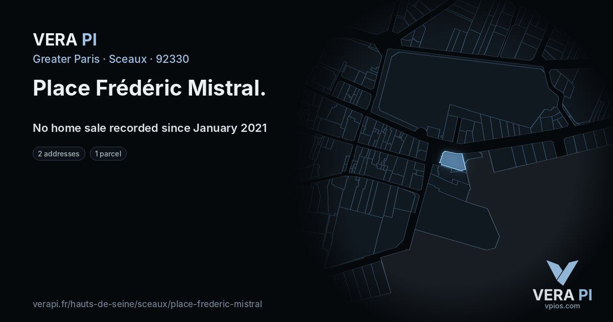 Place Frédéric Mistral, Sceaux at night – every parcel coloured by the prices around it, the street's own parcels lit