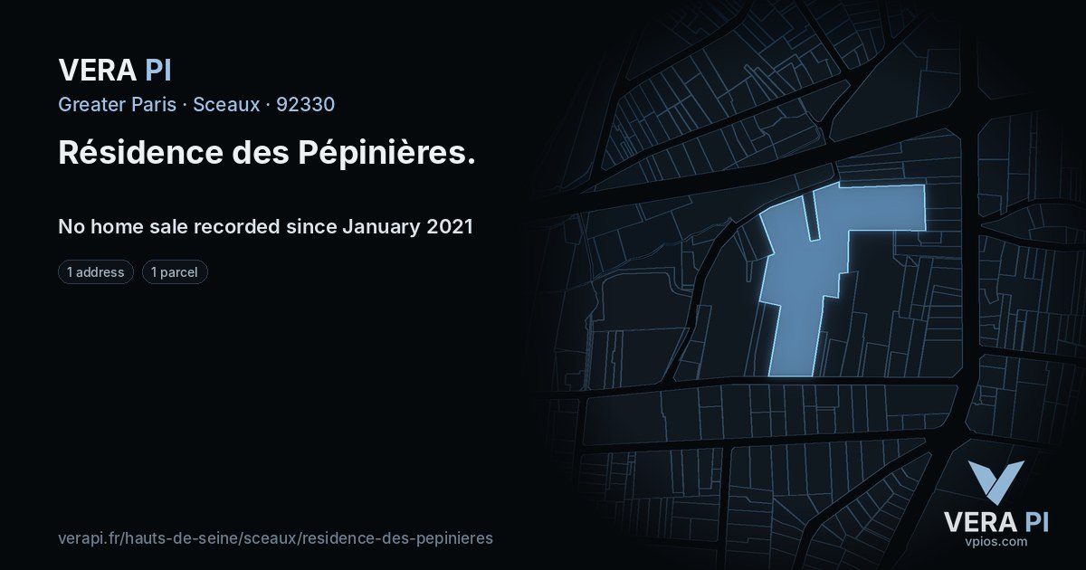 Résidence des Pépinières, Sceaux at night – every parcel coloured by the prices around it, the street's own parcels lit