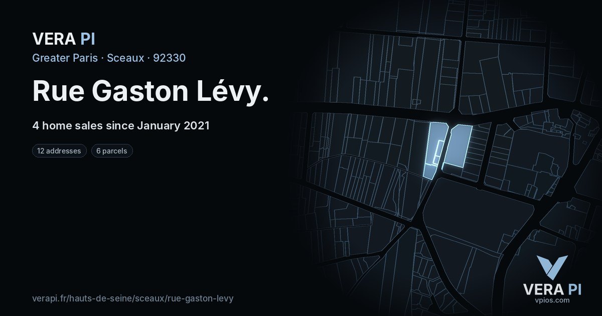 Rue Gaston Lévy, Sceaux at night – every parcel coloured by the prices around it, the street's own parcels lit
