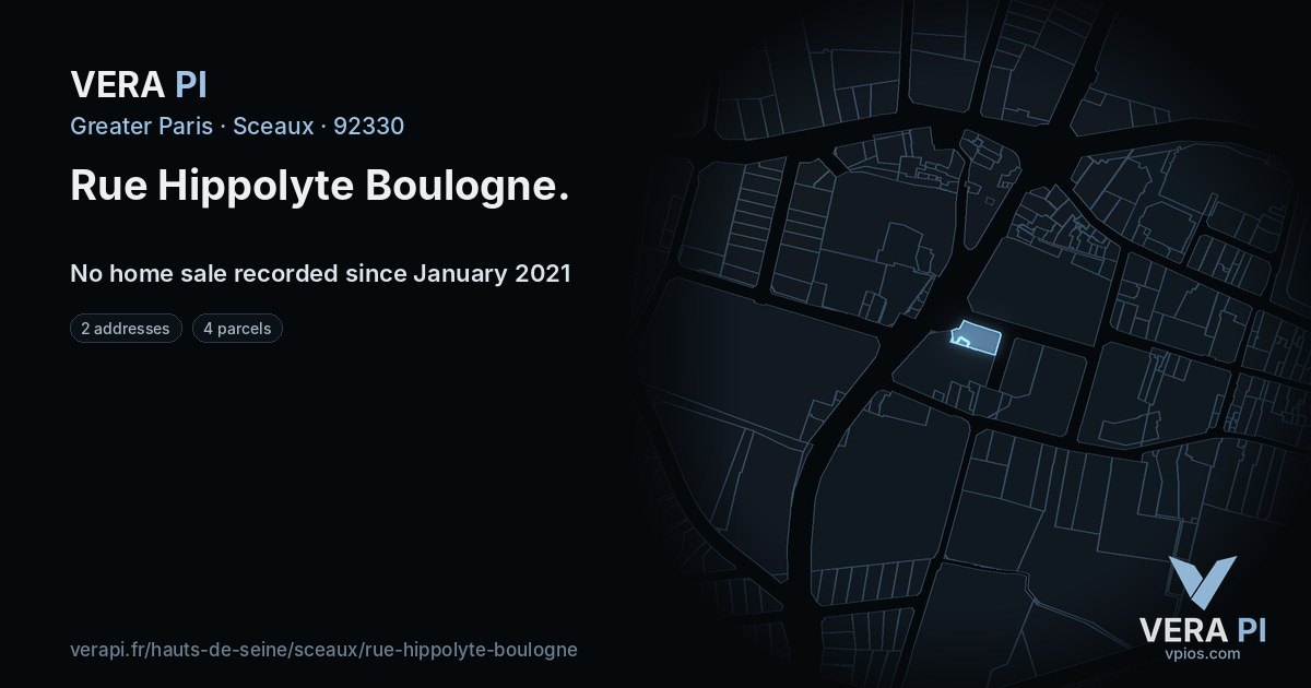 Rue Hippolyte Boulogne, Sceaux at night – every parcel coloured by the prices around it, the street's own parcels lit