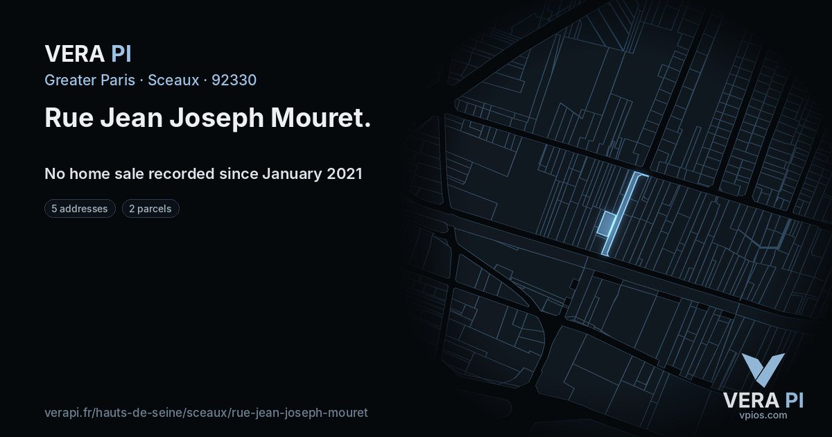Rue Jean Joseph Mouret, Sceaux at night – every parcel coloured by the prices around it, the street's own parcels lit