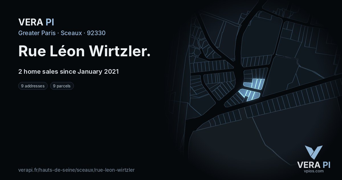 Rue Léon Wirtzler, Sceaux at night – every parcel coloured by the prices around it, the street's own parcels lit