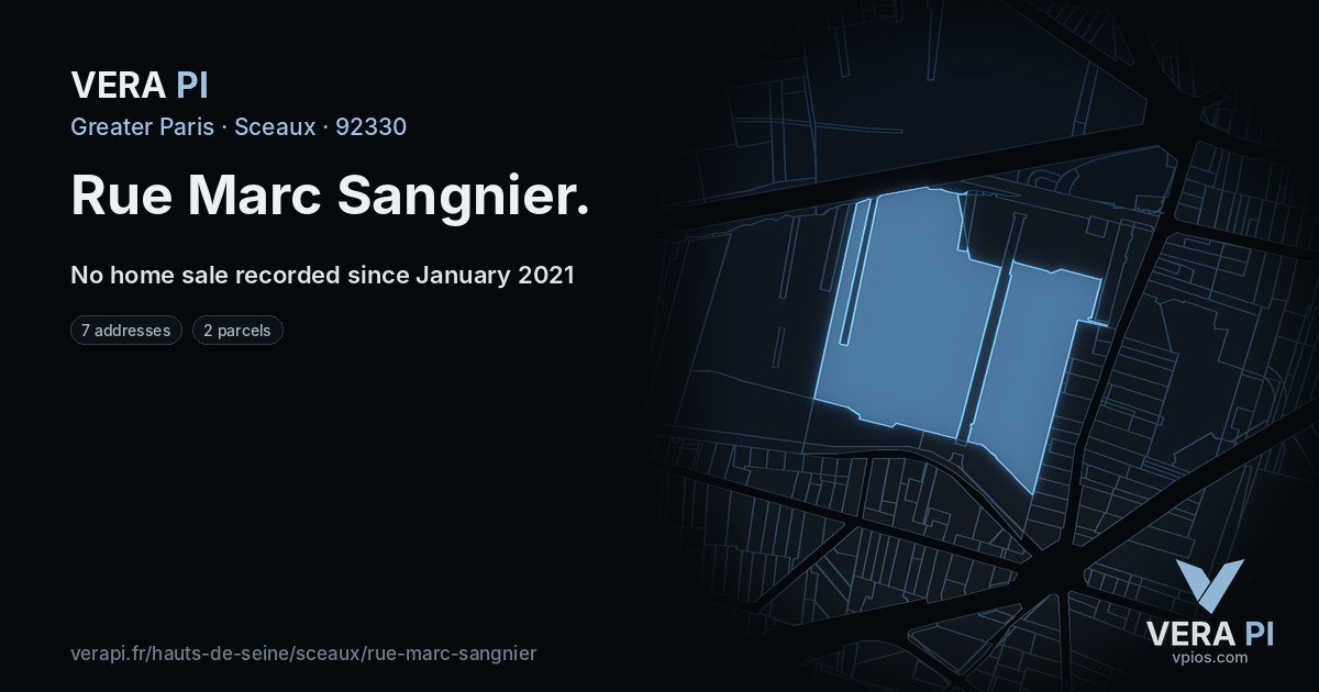 Rue Marc Sangnier, Sceaux at night – every parcel coloured by the prices around it, the street's own parcels lit