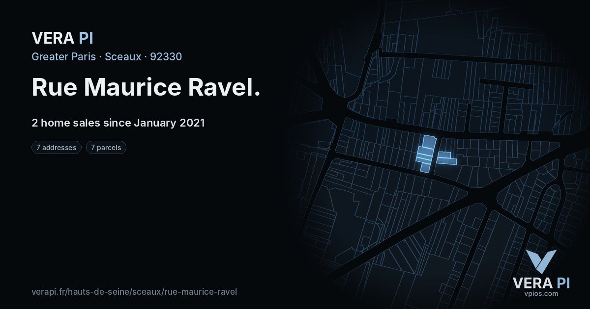 Rue Maurice Ravel, Sceaux at night – every parcel coloured by the prices around it, the street's own parcels lit