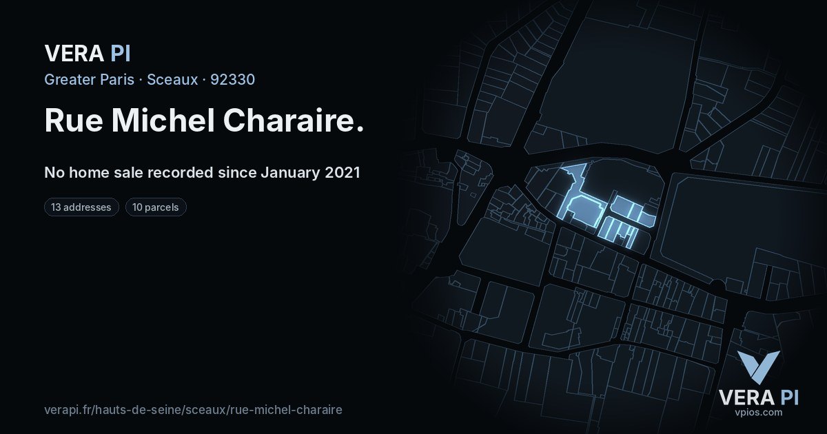 Rue Michel Charaire, Sceaux at night – every parcel coloured by the prices around it, the street's own parcels lit