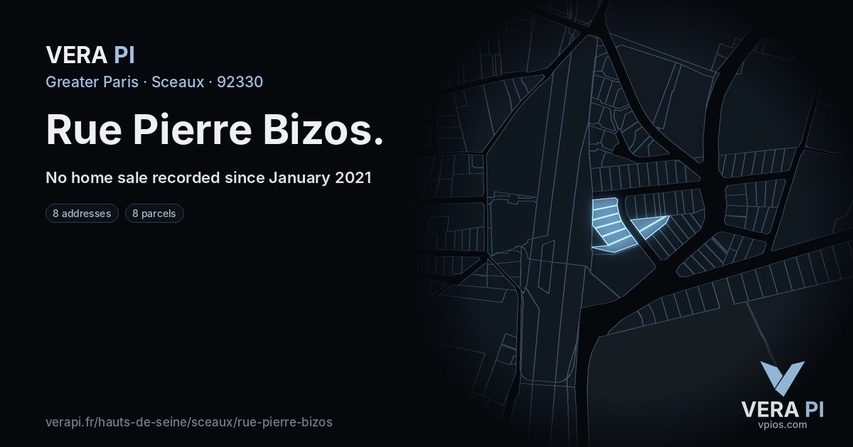 Rue Pierre Bizos, Sceaux at night – every parcel coloured by the prices around it, the street's own parcels lit