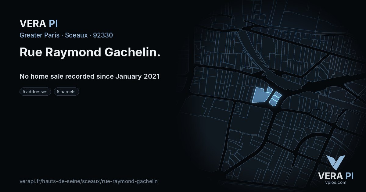 Rue Raymond Gachelin, Sceaux at night – every parcel coloured by the prices around it, the street's own parcels lit