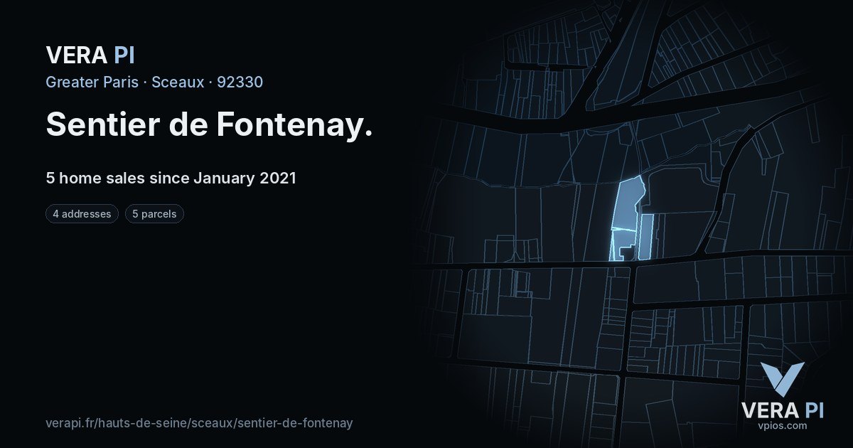 Sentier de Fontenay, Sceaux at night – every parcel coloured by the prices around it, the street's own parcels lit