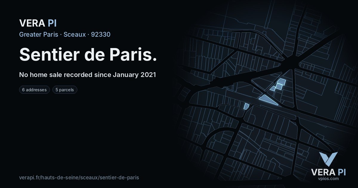Sentier de Paris, Sceaux at night – every parcel coloured by the prices around it, the street's own parcels lit