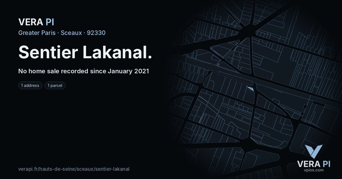 Sentier Lakanal, Sceaux at night – every parcel coloured by the prices around it, the street's own parcels lit