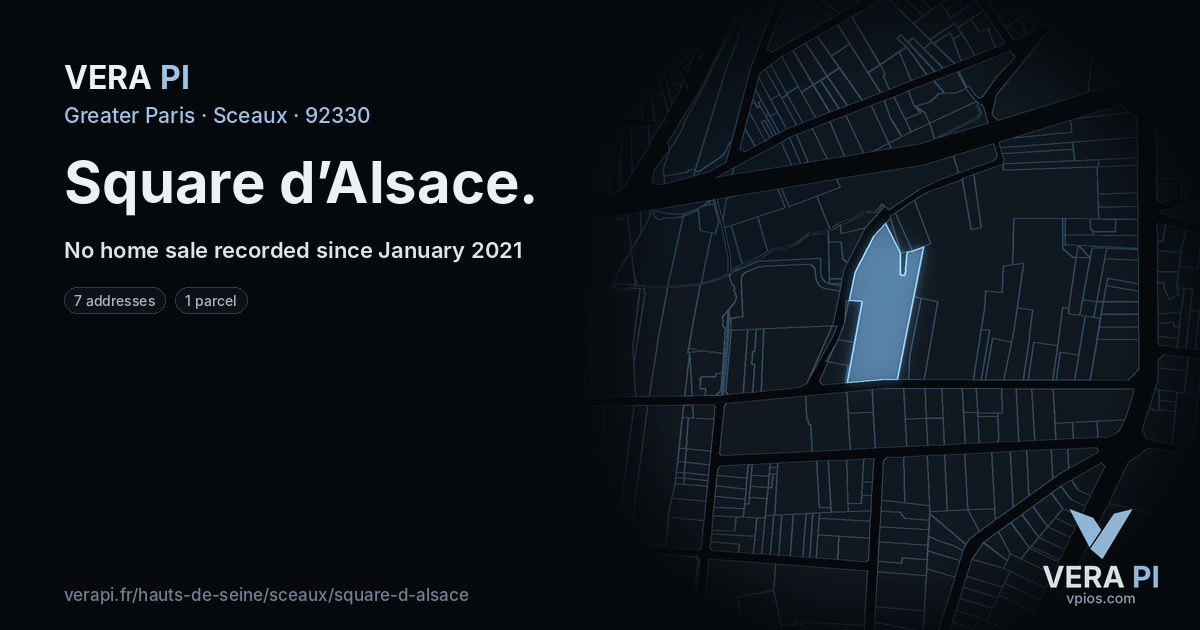 Square d’Alsace, Sceaux at night – every parcel coloured by the prices around it, the street's own parcels lit