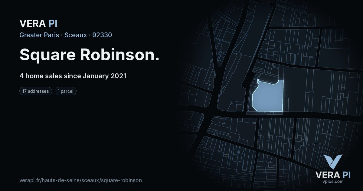 Square Robinson, Sceaux at night – every parcel coloured by the prices around it, the street's own parcels lit