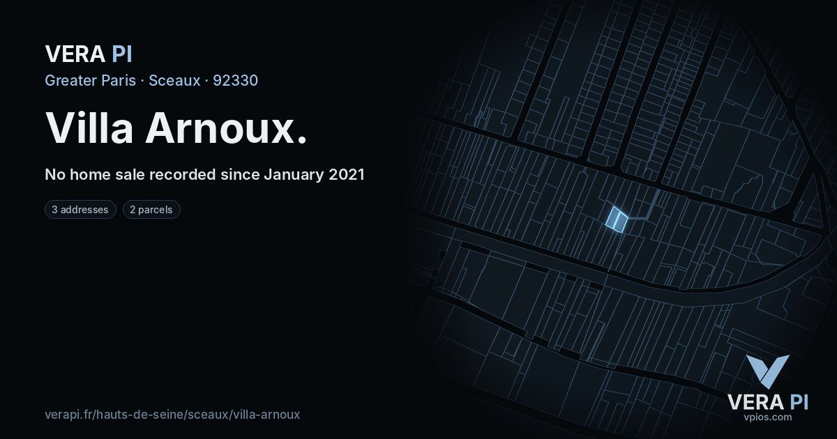 Villa Arnoux, Sceaux at night – every parcel coloured by the prices around it, the street's own parcels lit