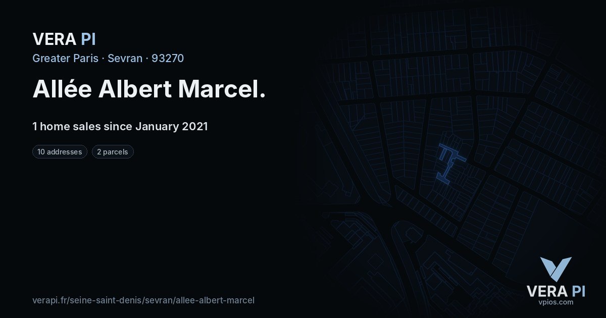 Allée Albert Marcel, Sevran at night – every parcel coloured by the prices around it, the street's own parcels lit