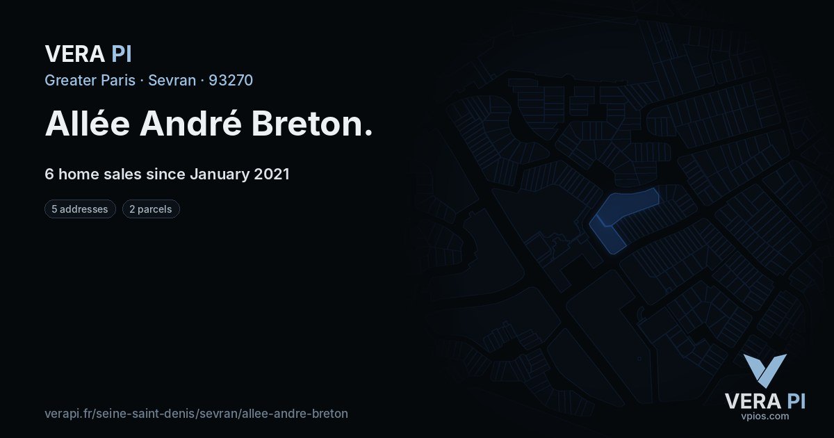 Allée André Breton, Sevran at night – every parcel coloured by the prices around it, the street's own parcels lit