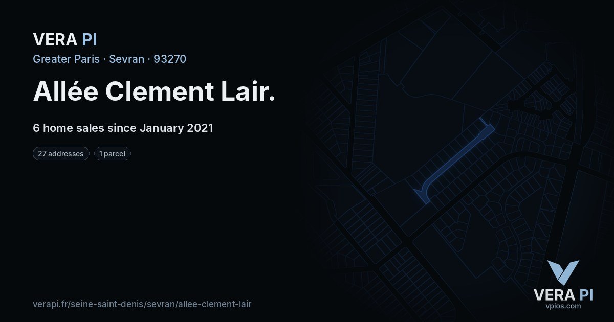 Allée Clement Lair, Sevran at night – every parcel coloured by the prices around it, the street's own parcels lit