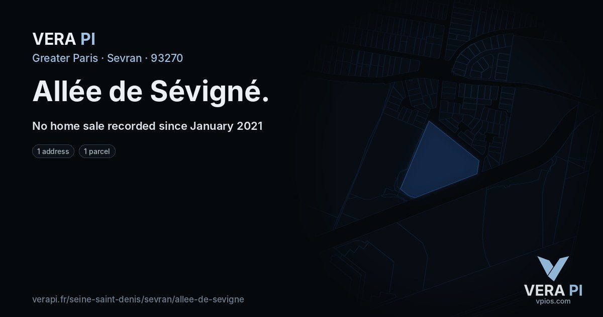 Allée de Sévigné, Sevran at night – every parcel coloured by the prices around it, the street's own parcels lit