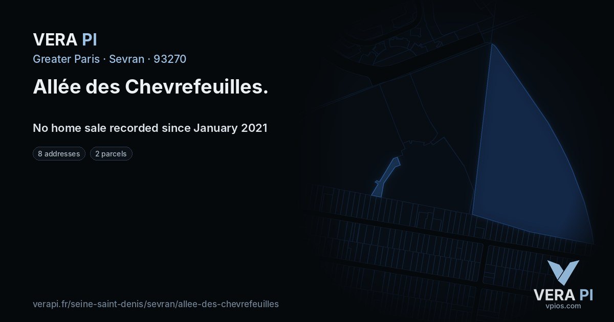 Allée des Chevrefeuilles, Sevran at night – every parcel coloured by the prices around it, the street's own parcels lit